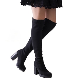 Bottines longues à talons hauts noires Lija le noir