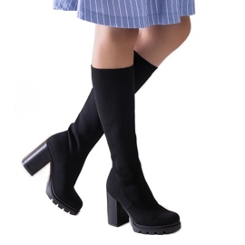 Bottines à enfiler à talons hauts noires Saria le noir
