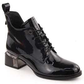 Bottines à talons hauts femme en cuir verni noir D&amp;A S.Barski Premium Collection CR42-025