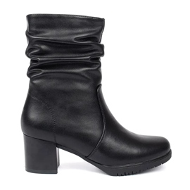 Bottines froissées pour femmes en cuir noir par Sergio Leone le noir