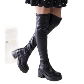 Bottes isolées noires avec un énorme talon Meragomi le noir