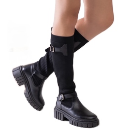 Bottines à enfiler noires Miste avec tige élastique le noir