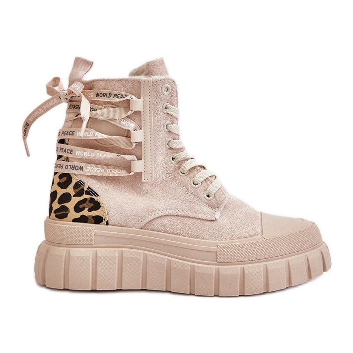 Bottines Plateforme Femme Avec Laçage Décoratif, Léopard Beige Clair Edidda Bottines Plateforme Femme Avec Laçage Décoratif, Léopard Beige Clair Edidda