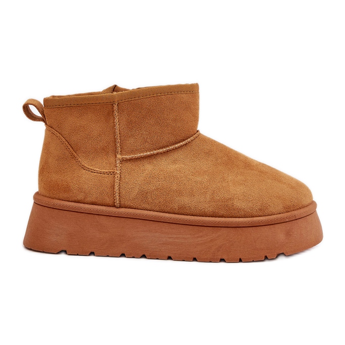Bottes de neige à plateforme basse pour femmes isolées avec fourrure Camel Saldren brun