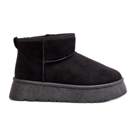 Bottes de neige basses Saldren noires pour femmes sur la plateforme, doublées de fourrure