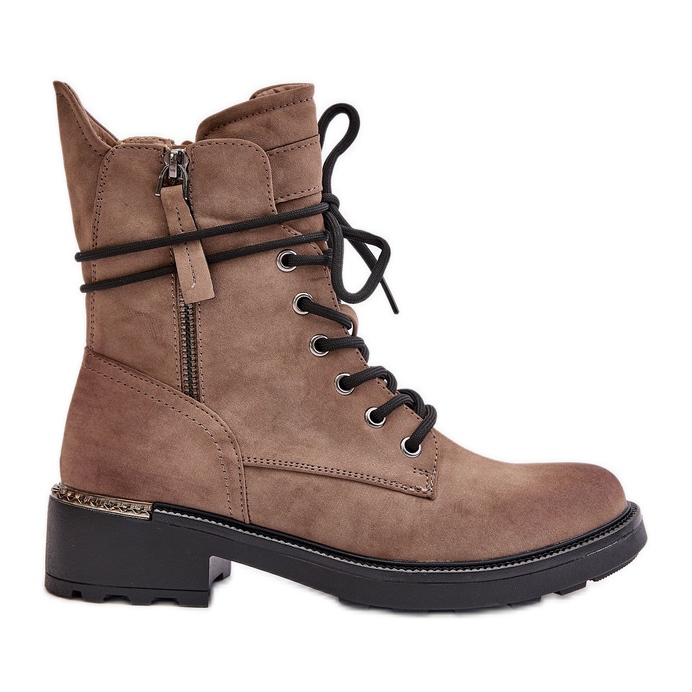 Bottines de travail hautes avec fermetures éclair, beige foncé Maisa Bottines de travail hautes avec fermetures éclair, beige foncé Maisa