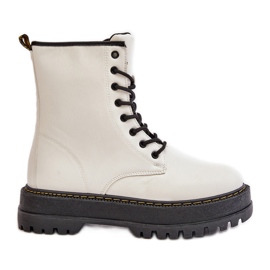 Bottes de travail isolées en cuir écologique avec fermeture éclair, blanc Naleli blanche