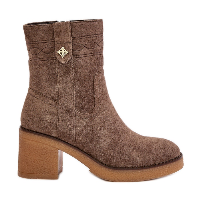 Bottines isolées à talons hauts pour femme, marron Valia brun