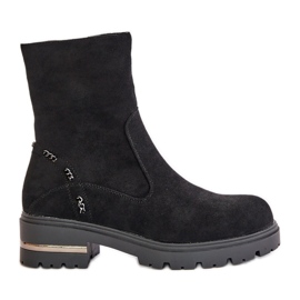 Bottines isolées pour femmes en éco-daim avec fermeture éclair, noir Narilie le noir