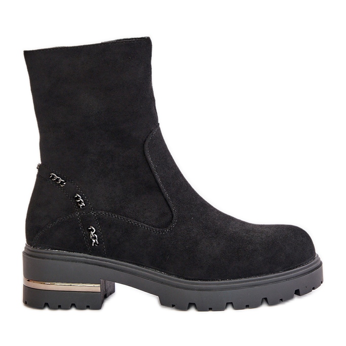 Bottines isolées pour femmes en éco-daim avec fermeture éclair, noir Narilie le noir