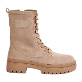Bottes de travail pour femmes avec fermeture éclair en suède écologique, beige Savalann