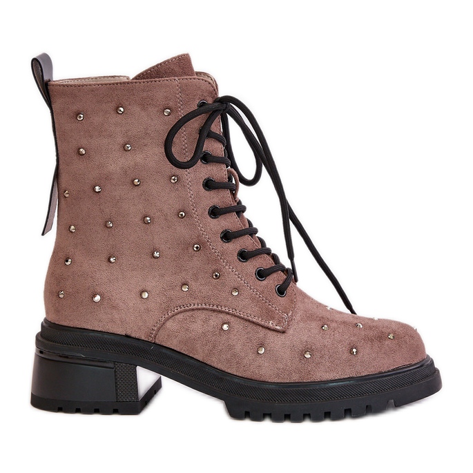 S.Barski Bottes de travail décorées pour femmes isolées D&amp;A MR880-017 Taupe beige