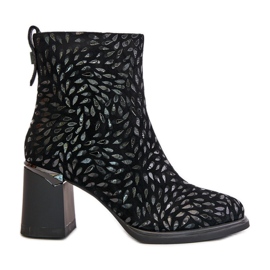 S.Barski Bottines en daim avec gaufrage décoratif D&amp;A CR42-192 Noir le noir