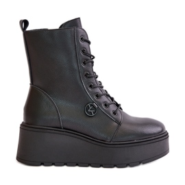 Bottes de travail isolées en cuir sur plateforme et cale Vinceza 58338 Noir