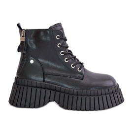 Bottines Trappeur Isolées En Cuir Sur Semelle Massive GOE OO2N4126 Noir le noir