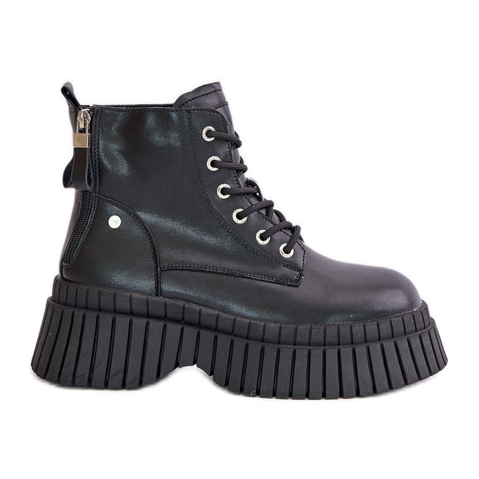 Bottines Trappeur Isolées En Cuir Sur Semelle Massive GOE OO2N4126 Noir le noir