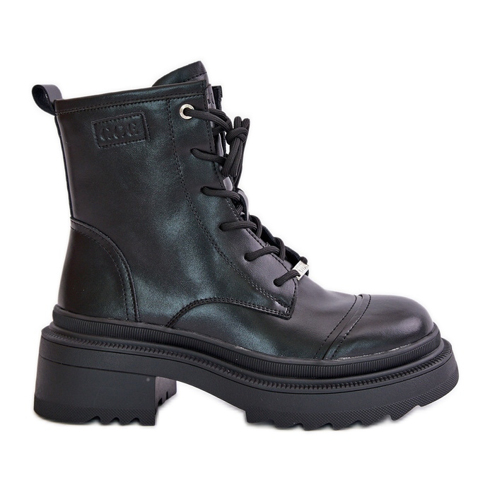 Bottes isolées pour femmes en cuir naturel Goe OO2N4115-W2 noir le noir