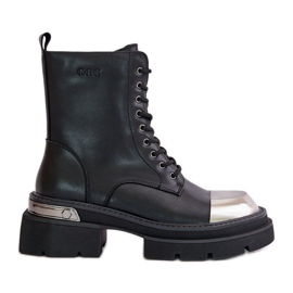 Bottes de travail isolées pour femmes en cuir naturel Goe OO2N4119 noir le noir
