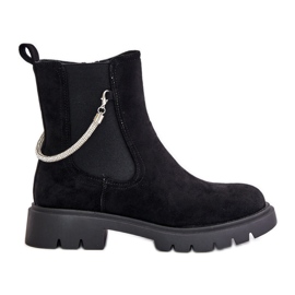 Bottines Chelsea isolées avec fermeture éclair et bride décorative, Noir Labenne le noir