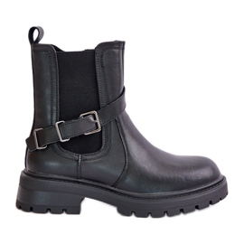 Bottines Chelsea isolées en cuir avec ceinture Sergio Leone TR719-S Noir