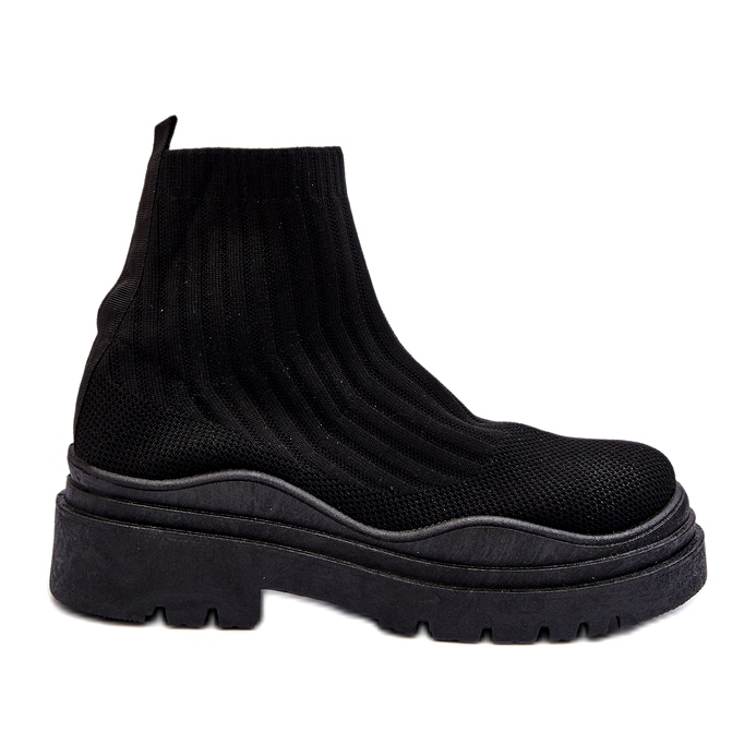 Marquiiz Bottes chaussettes noires à enfiler pour femmes sur une semelle massive le noir