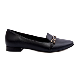 Zazoo 2885 Ballerines en cuir féminines avec décoration noire