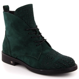 Bottines femme avec zircons, vert Potocki SZ12178