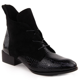 Bottines en cuir verni pour femmes, noires, Potocki 12498
