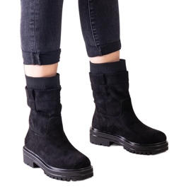 Bottines à enfiler noires avec chaussette Ralia