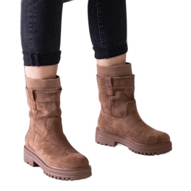 Bottines à enfiler marron avec chaussette Ralia brun