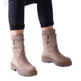 Bottines à enfiler beiges avec chaussette Ralia