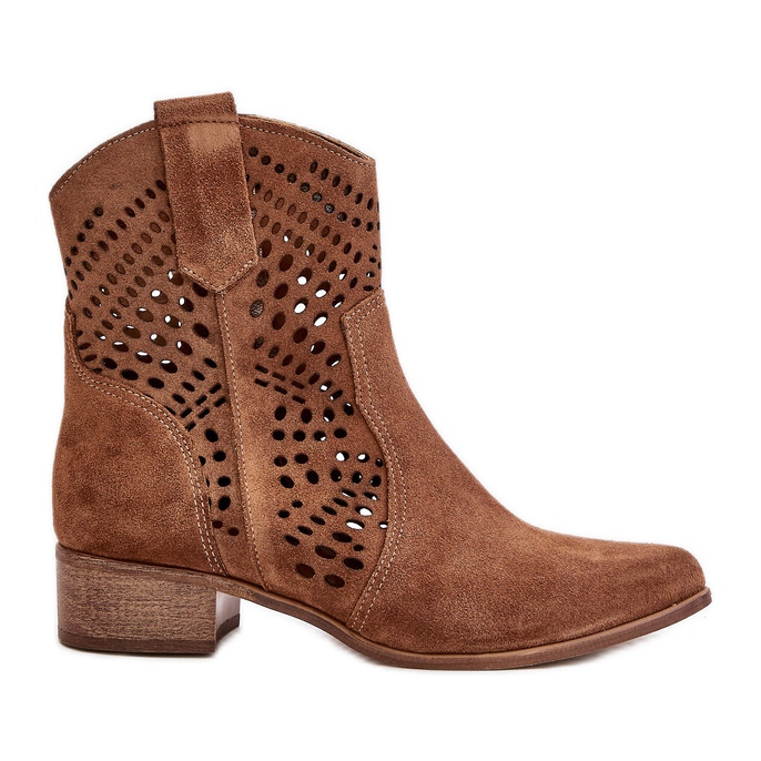 Bottines Ajourées à Talon Plat Daim Lewski 3305/2 Marron brun