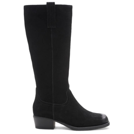 Bottes de cowboy noires en cuir pour femmes par Sergio Leone KZ268