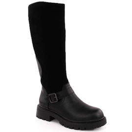 Bottes femme en cuir noir Sergio Leone KZ708