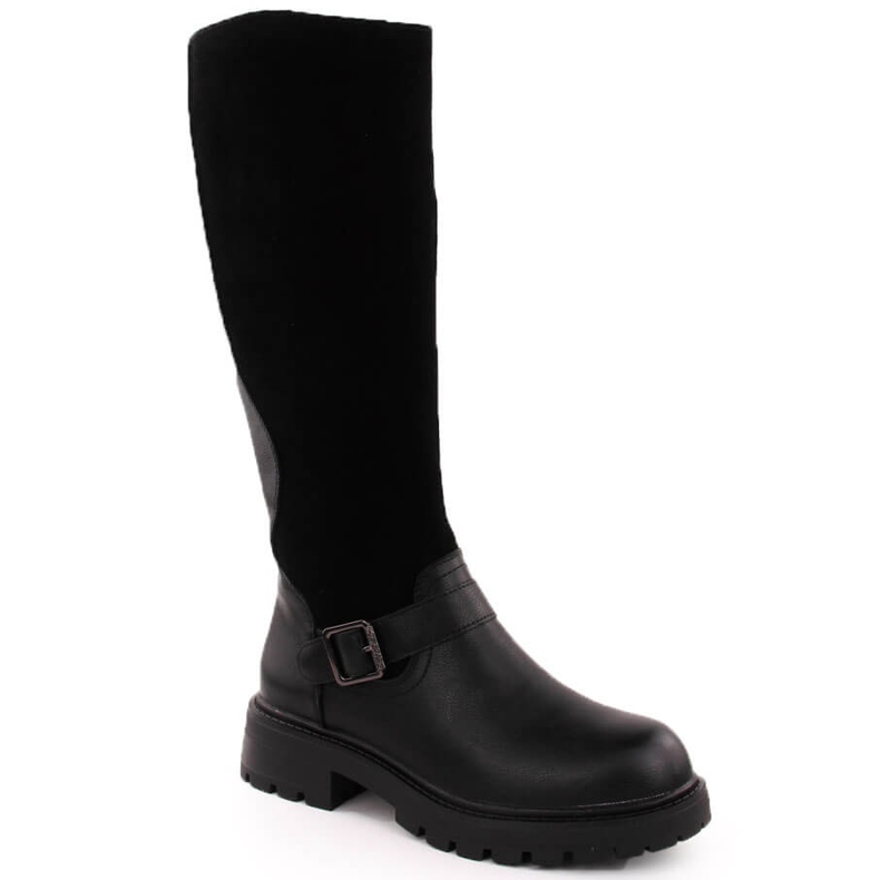 Bottes femme en cuir noir Sergio Leone KZ708 le noir