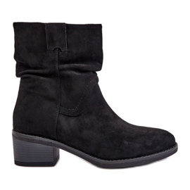 Bottines isolées noires Zinanya pour femmes avec un talon bas supérieur froncé le noir