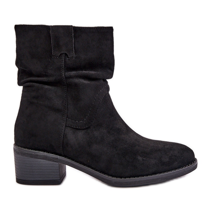 Bottines isolées noires Zinanya pour femmes avec un talon bas supérieur froncé le noir