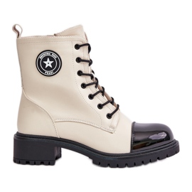 Bottes Worker Avec Fermeture Éclair, Isolées Beige et Noir Soratta