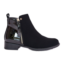 Bottines isolées à talon plat et tige basse, Noir Zinariella