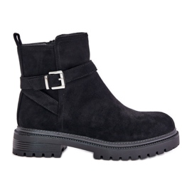 Bottes isolées en suède écologique avec fermeture éclair et boucle, noir Zinovelle