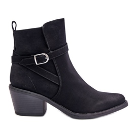 Bottes de cowboy noires à talons hauts Glamer avec bouts pointus, isolées et zippées