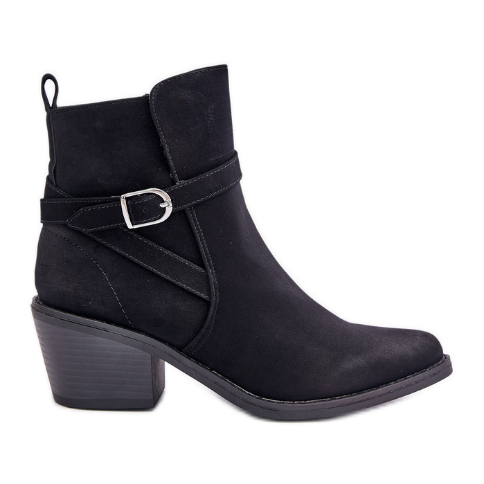 Bottes de cowboy noires à talons hauts Glamer avec bouts pointus, isolées et zippées le noir