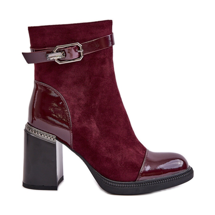 S.Barski Bottes isolées pour femmes à talon haut avec boucle décorative D&amp;A MR880-085 Bordeaux rouge