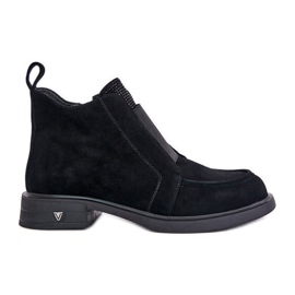 S.Barski Bottines basses en daim sur talons plats isolées D&amp;A JC42-23 Noir le noir