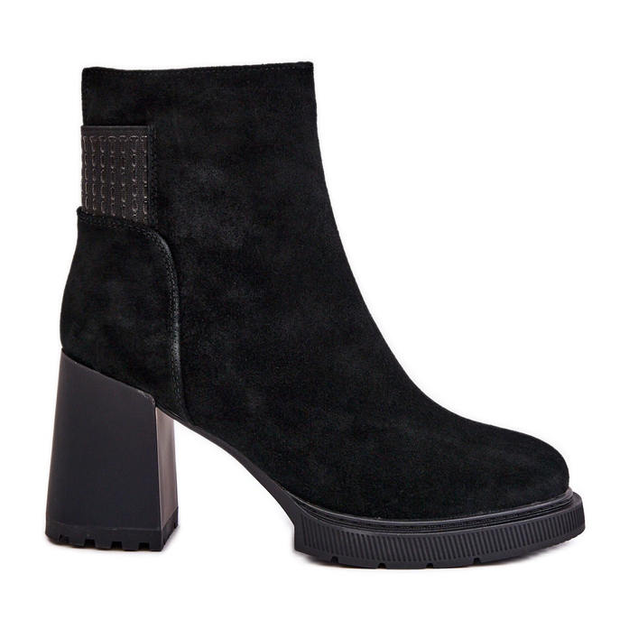 S.Barski Bottines à talons hauts isolées en daim D&amp;A CR42-106 Noir le noir