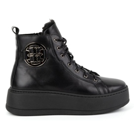 Olivier Bottes d'hiver isolées en cuir pour femme 1174 noir