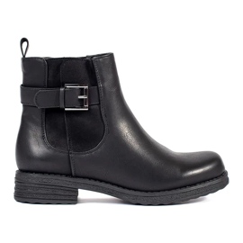 Bottines femme noires avec boucle sur talon bas