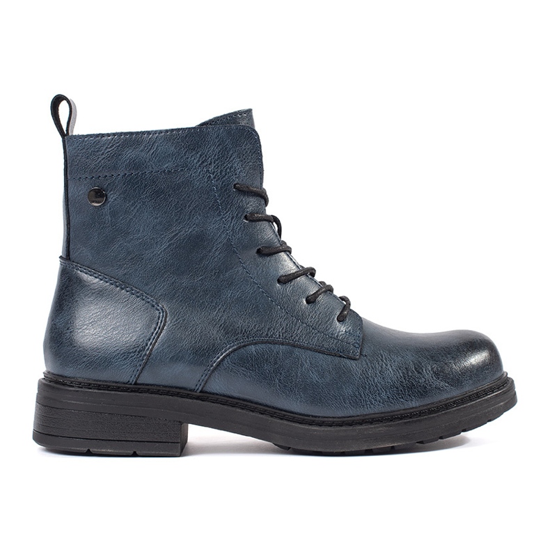 Bottines à lacets en cuir pour femme bleu marine par Sergio Leone Bottines à lacets en cuir pour femme bleu marine par Sergio Leone
