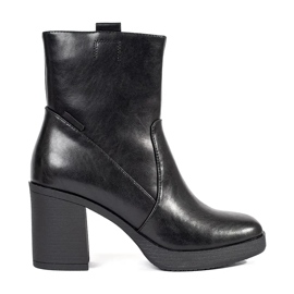 Bottines à talons hauts en cuir noir par Sergio Leone