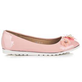 Vices Ballerines laquées à fleurs rose
